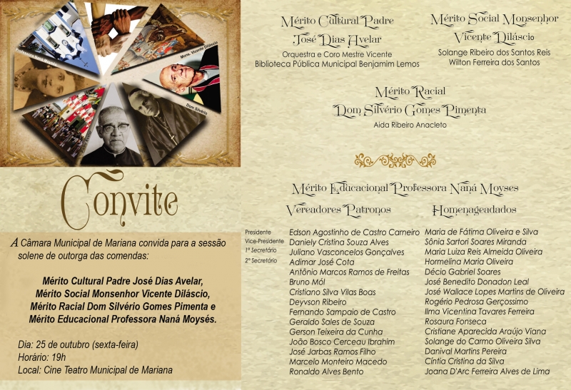 Convite da cerimônia.